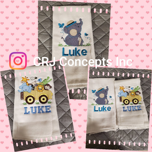 Set of 2 Personalized baby burp cloth - baby Boy or baby Girl